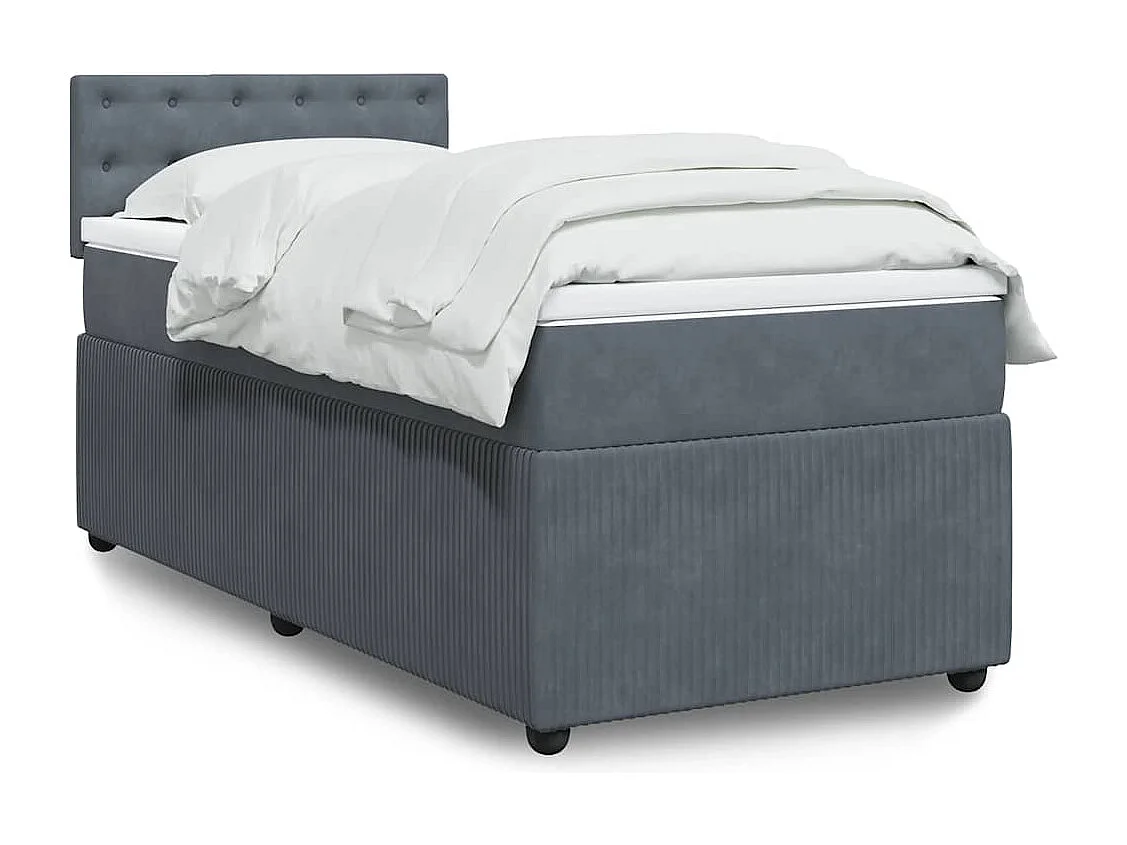 Giroletto a Molle con Materasso Grigio Scuro 90x200 cm Velluto