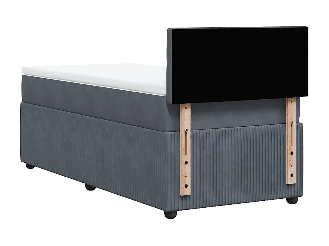 Giroletto a Molle con Materasso Grigio Scuro 90x200 cm Velluto
