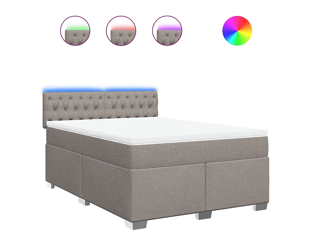 Sommier à lattes de lit avec matelas Taupe 140x190 cm Tissu