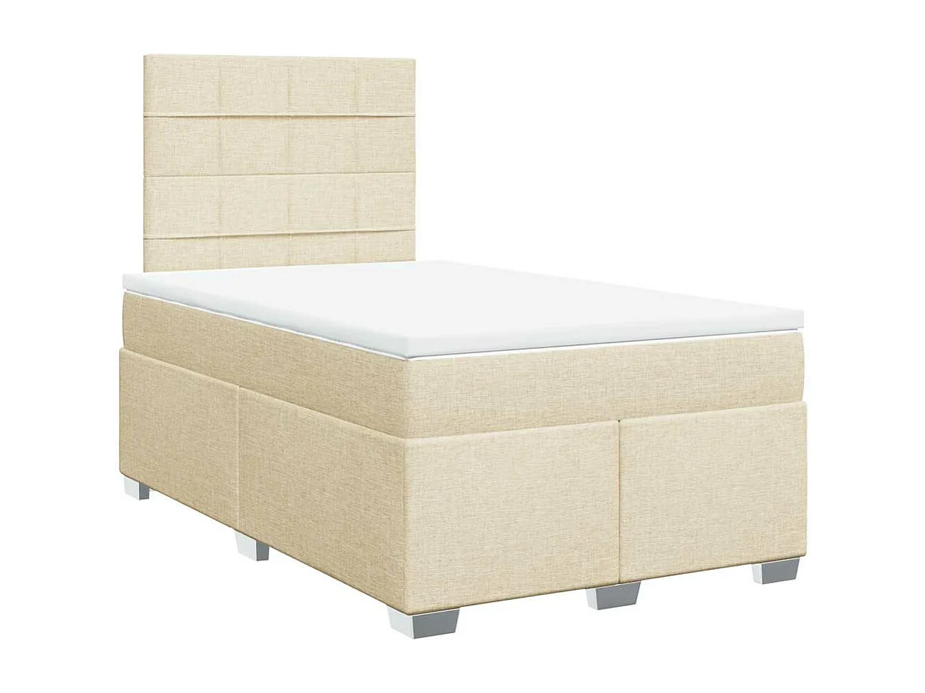 Cama box spring con colchón tela color crema 120x200 cm
