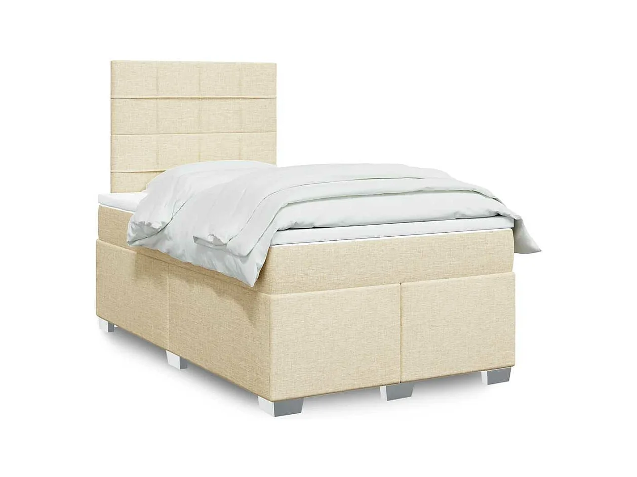 Boxspring met matras stof crèmekleurig 120x200 cm