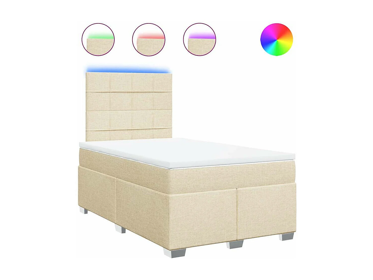 Giroletto a Molle con Materasso Crema 120x200 cm in Tessuto