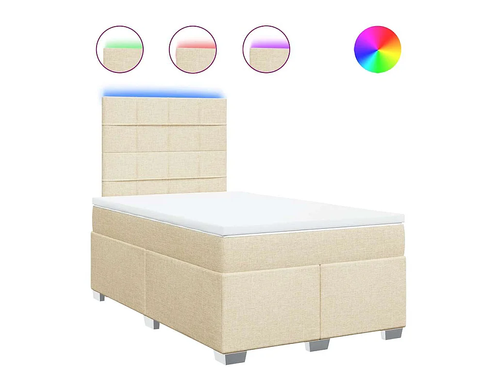 Sommier à lattes de lit avec matelas Crème 120x200 cm Tissu