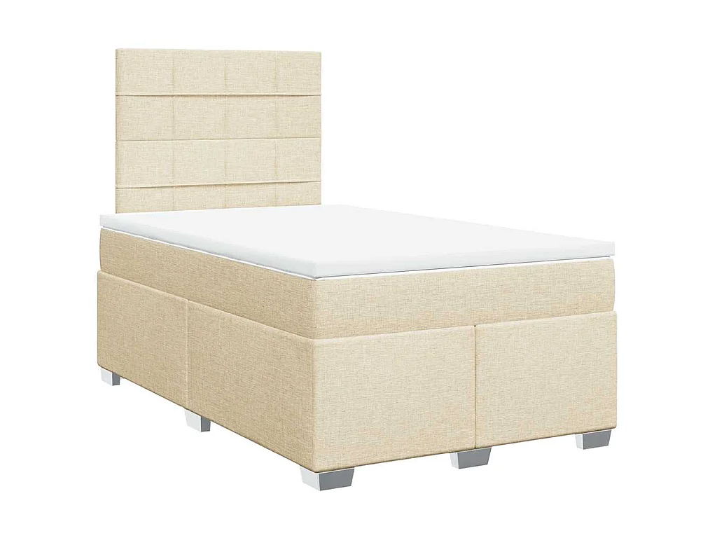 Sommier à lattes de lit avec matelas Crème 120x200 cm Tissu