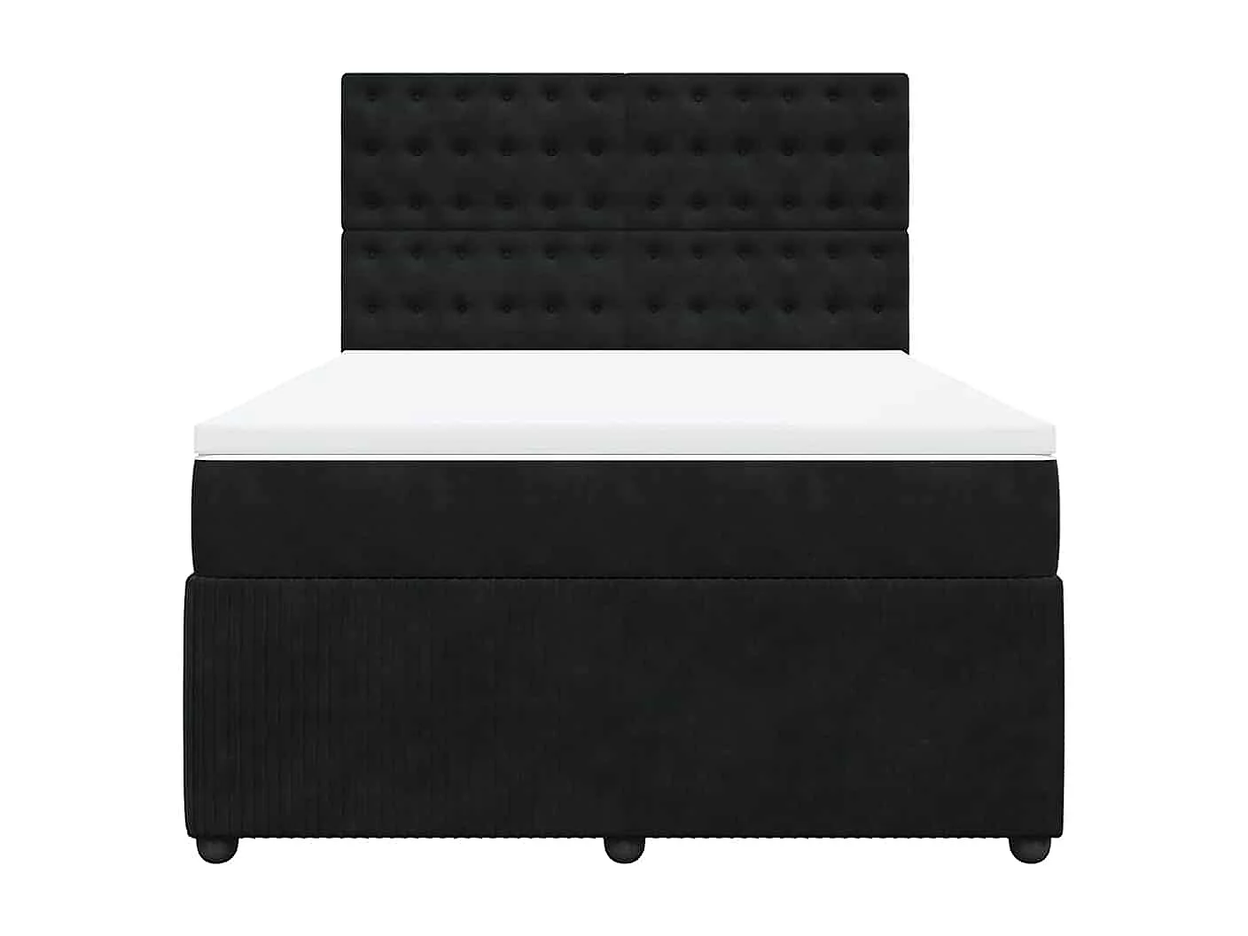 Sommier à lattes de lit et matelas Noir 160x200 cm Velours