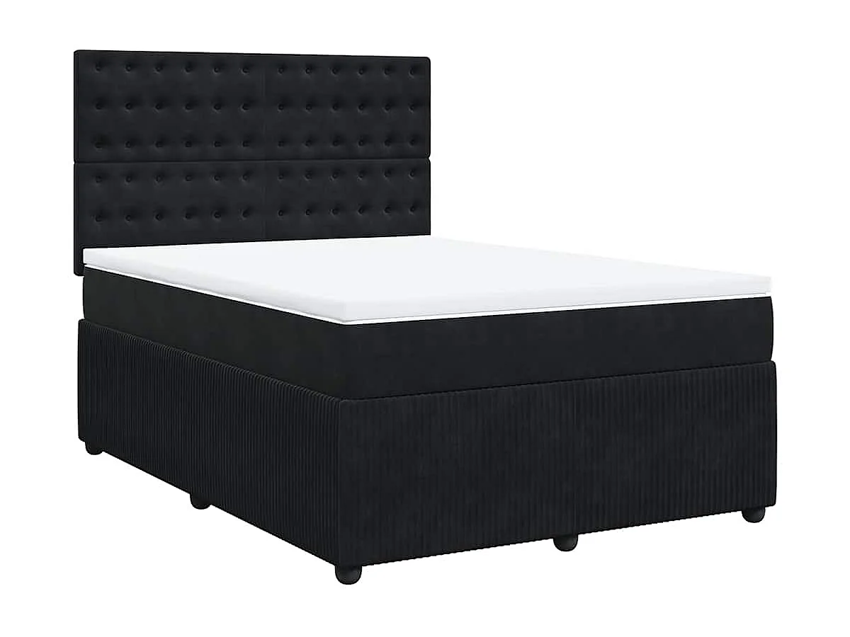 Giroletto a Molle con Materasso Nero 160x200 cm in Velluto