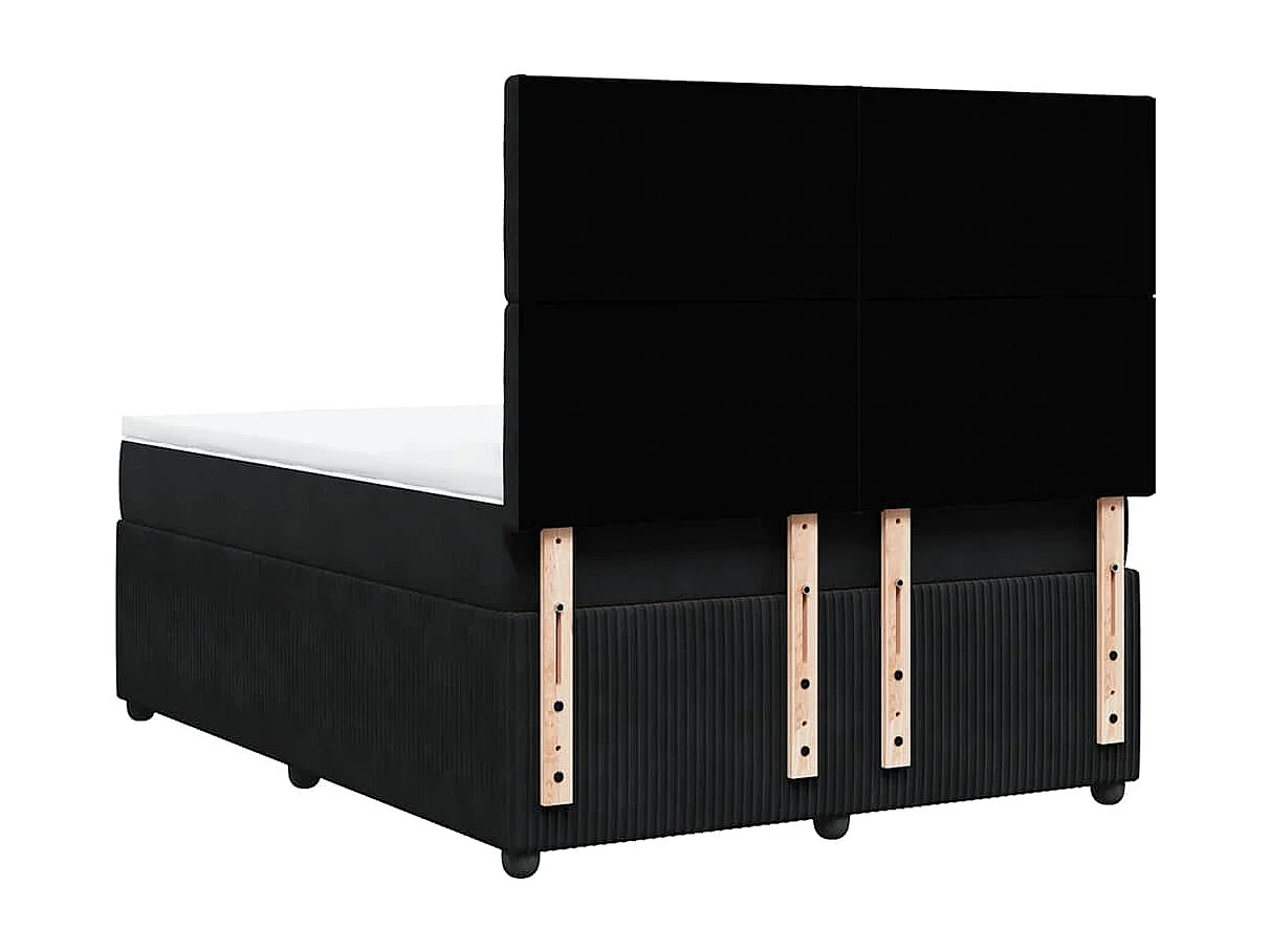 Giroletto a Molle con Materasso Nero 160x200 cm in Velluto