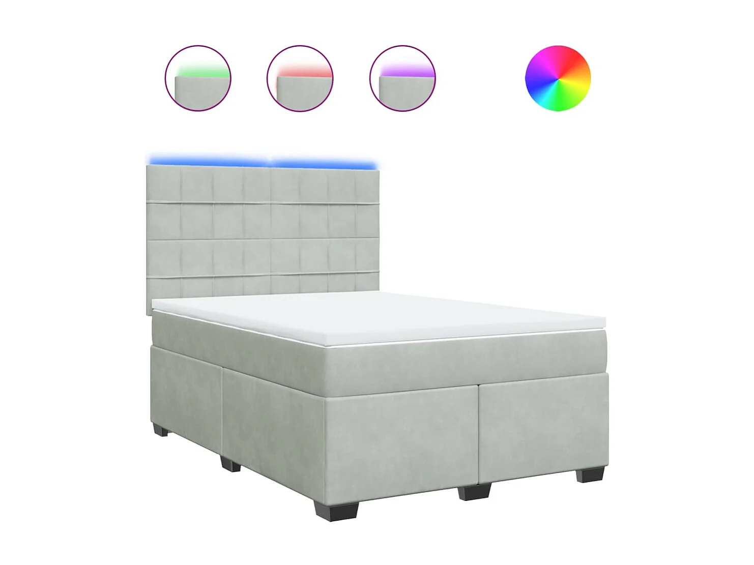 Boxspring met matras fluweel lichtgrijs 140x200 cm