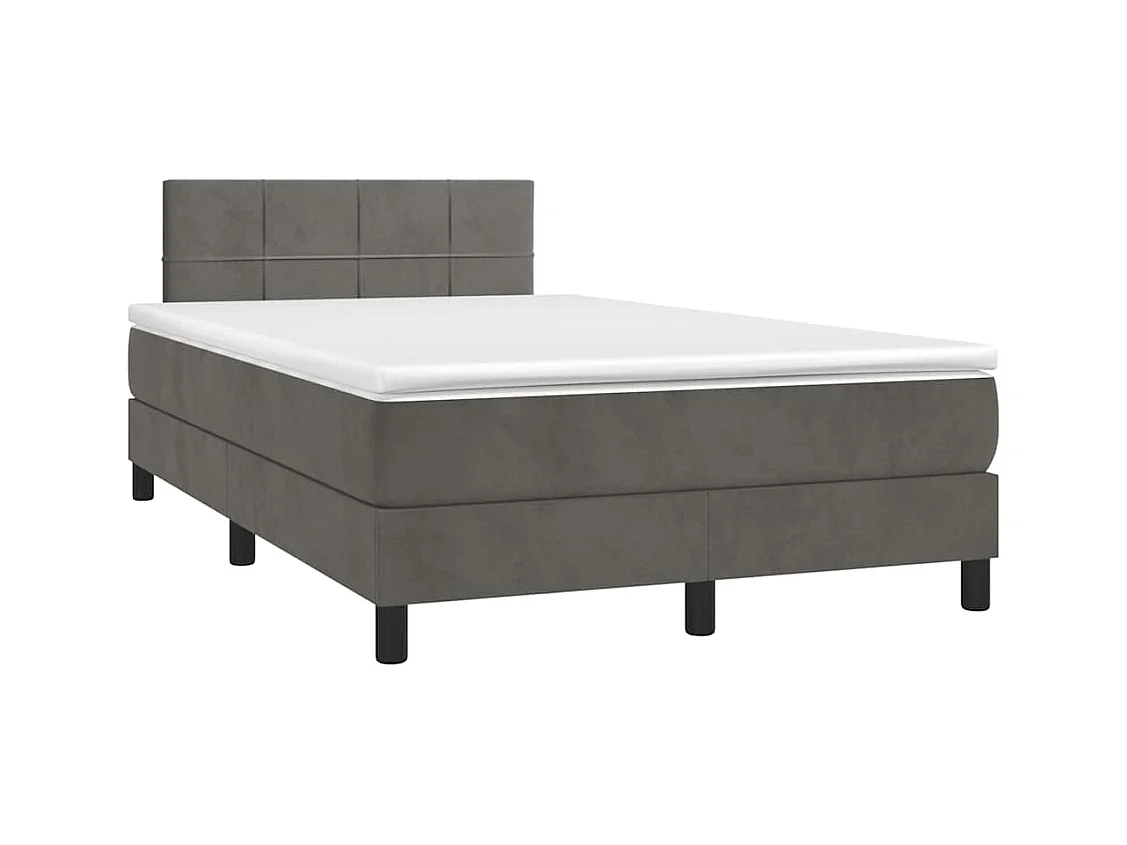 Sommier à lattes de lit avec matelas LED gris foncé 120x190 cm