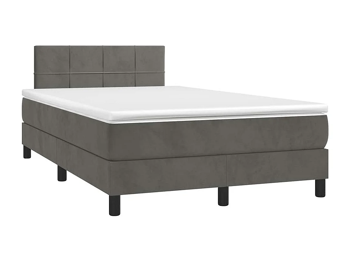 Sommier à lattes de lit avec matelas LED gris foncé 120x190 cm