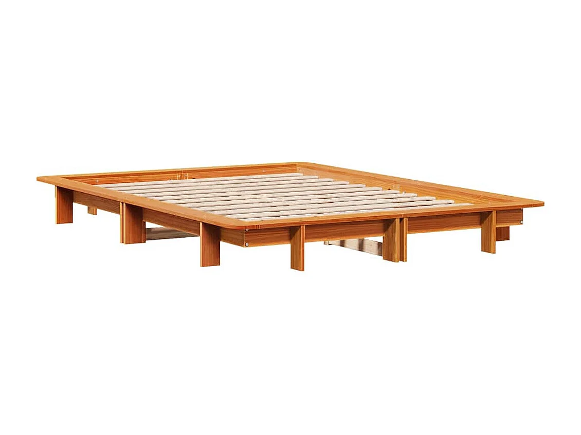 Cadre de lit sans matelas cire marron 120x200cm bois pin massif