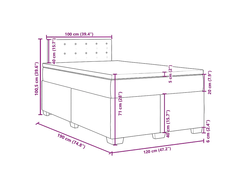 Boxspringbett mit Matratze Dunkelbraun 120x190 cm Stoff