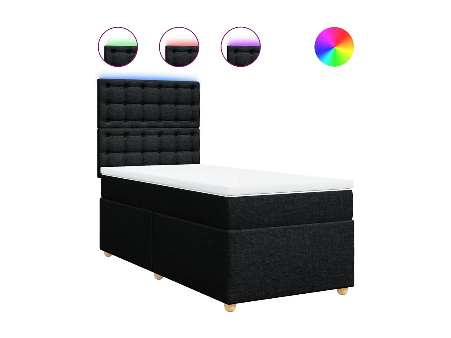 Sommier à lattes de lit et matelas Noir 80x200 cm Tissu