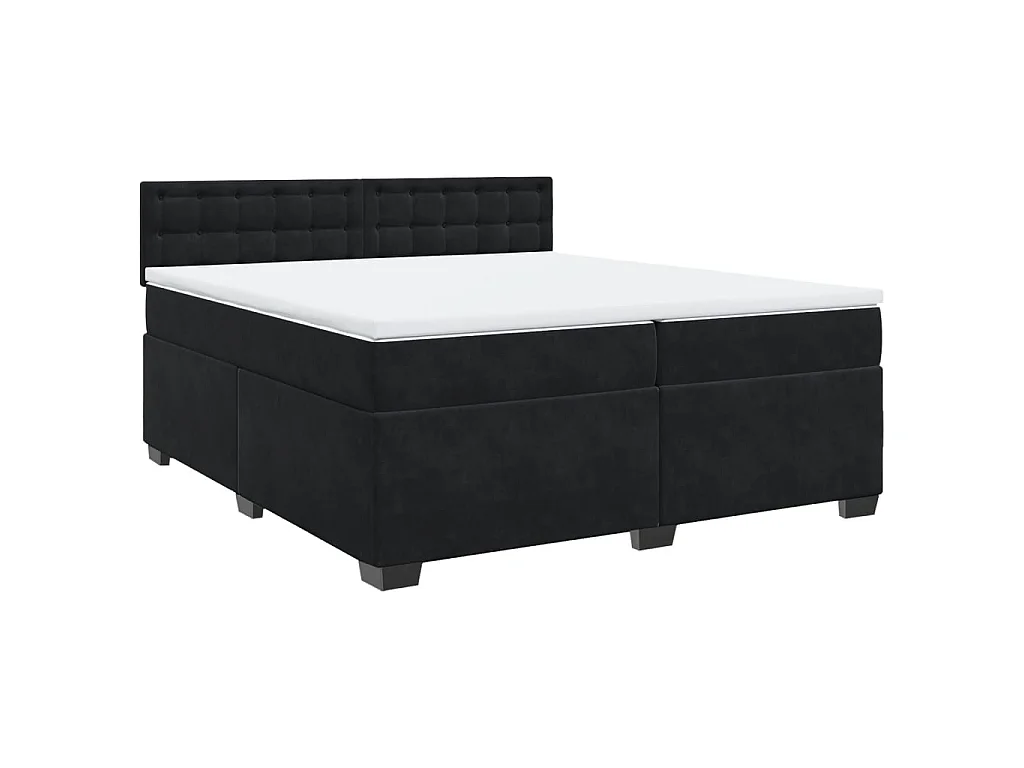 Cama box spring con colchón terciopelo negro 200x200 cm
