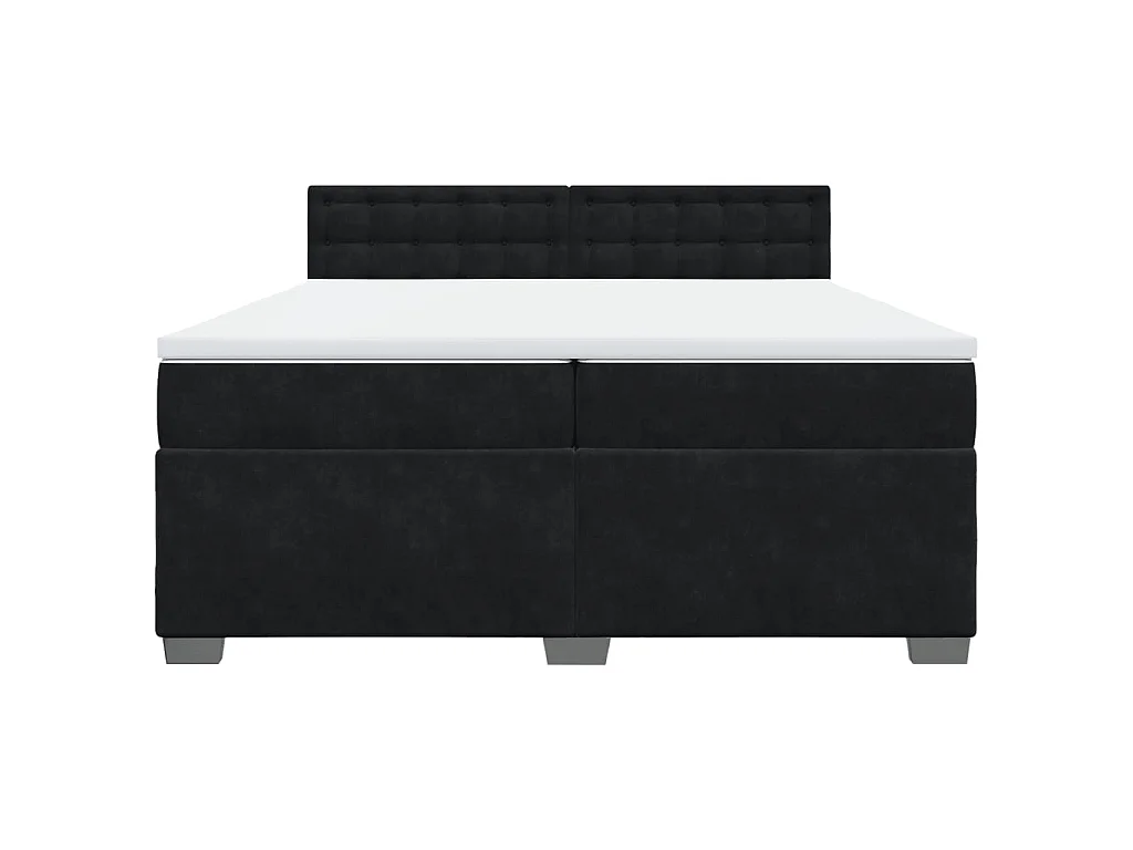 Cama box spring con colchón terciopelo negro 200x200 cm