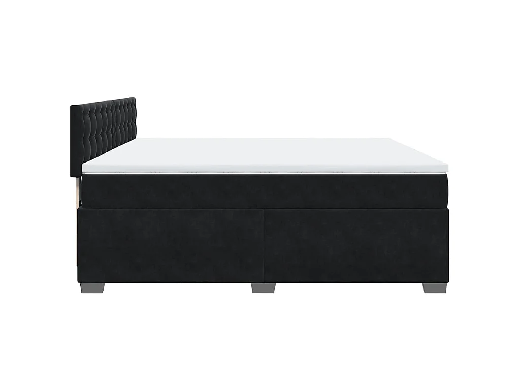 Cama box spring con colchón terciopelo negro 200x200 cm