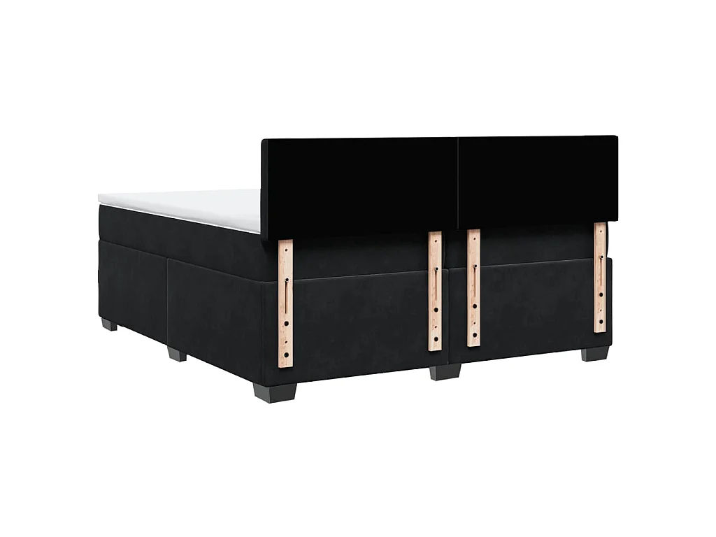 Cama box spring con colchón terciopelo negro 200x200 cm