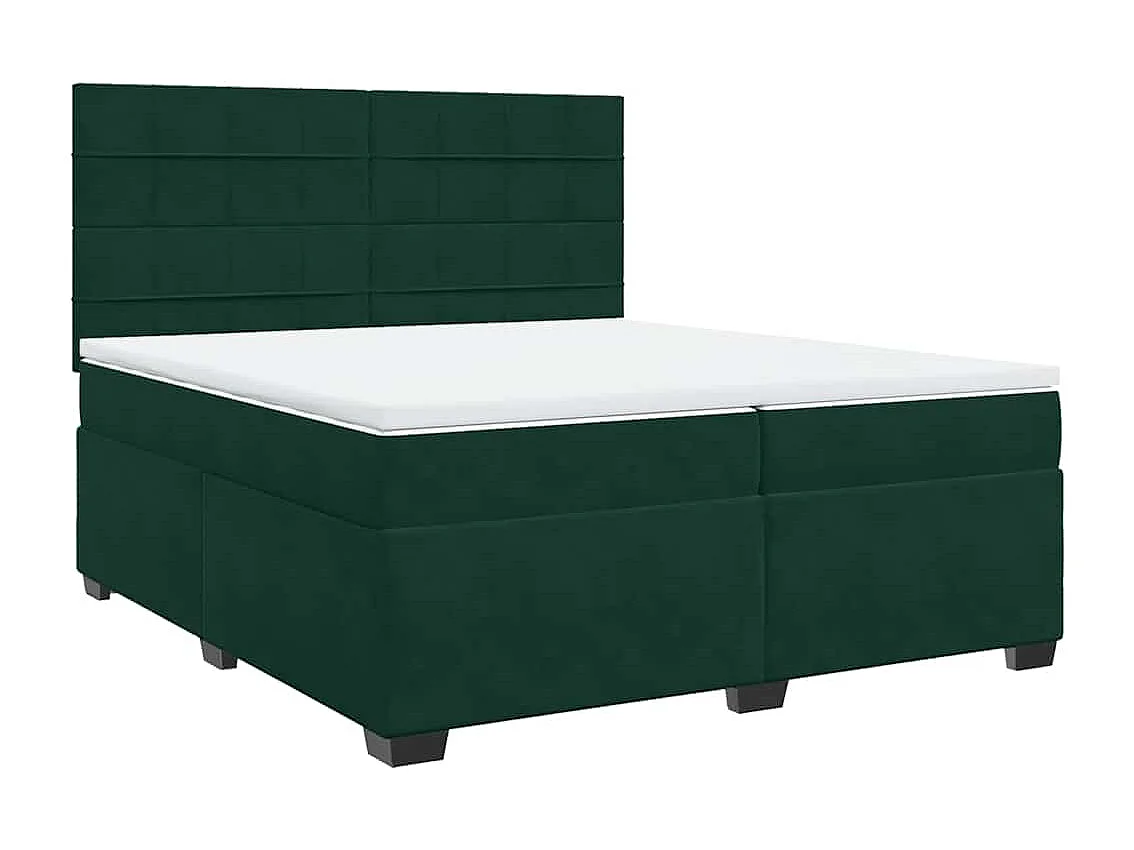 Cama box spring con colchón terciopelo verde oscuro 200x200 cm