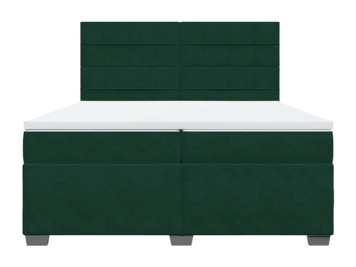 Cama box spring con colchón terciopelo verde oscuro 200x200 cm