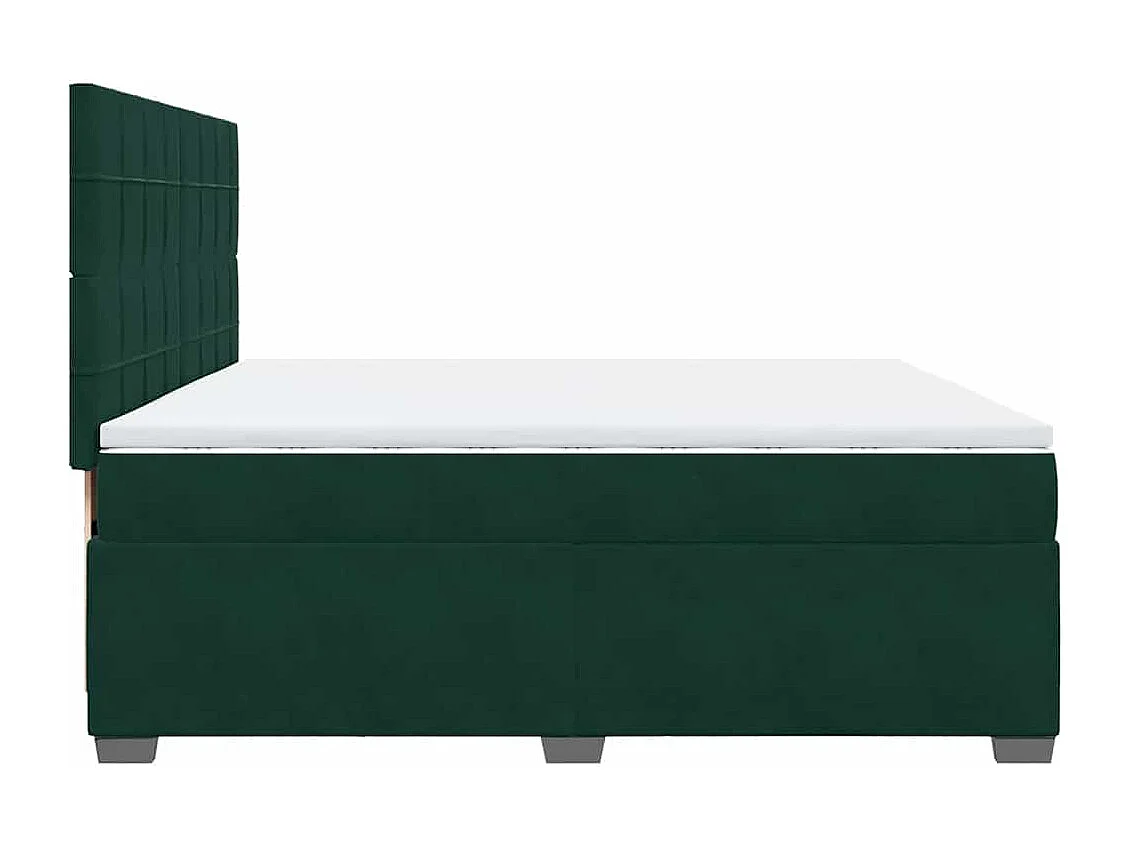 Cama box spring con colchón terciopelo verde oscuro 200x200 cm