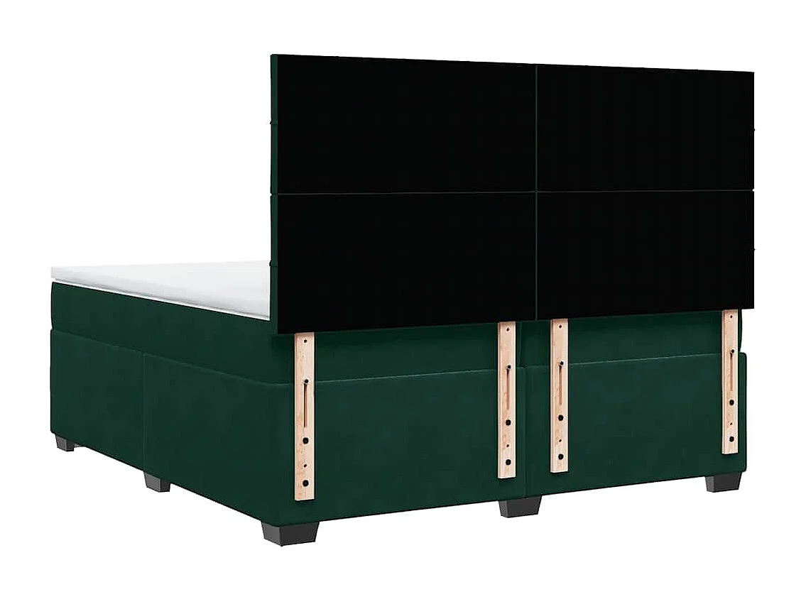 Cama box spring con colchón terciopelo verde oscuro 200x200 cm
