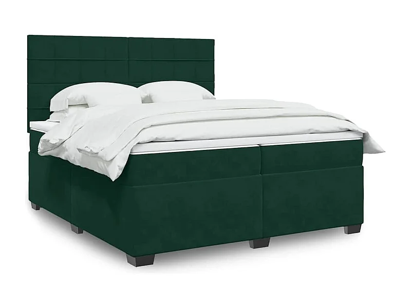 Cama box spring con colchón terciopelo verde oscuro 200x200 cm