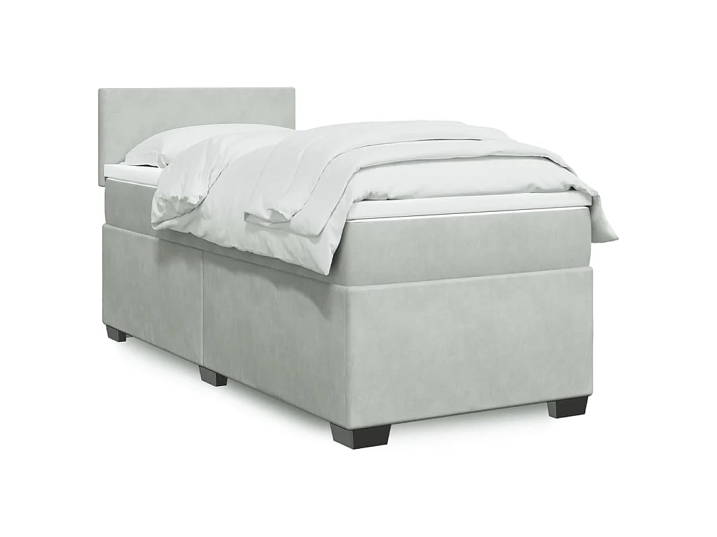 Sommier à lattes de lit et matelas Gris clair 90x190 cm Velours