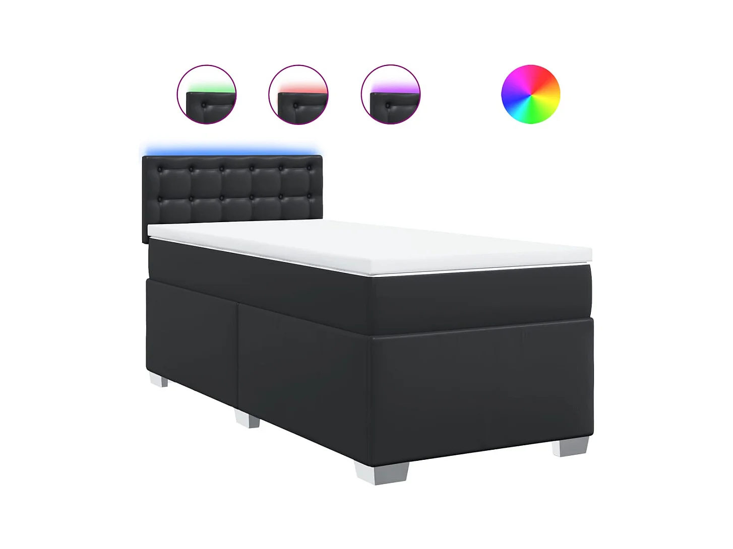 Sommier à lattes de lit avec matelas Noir 80x200cm Similicuir