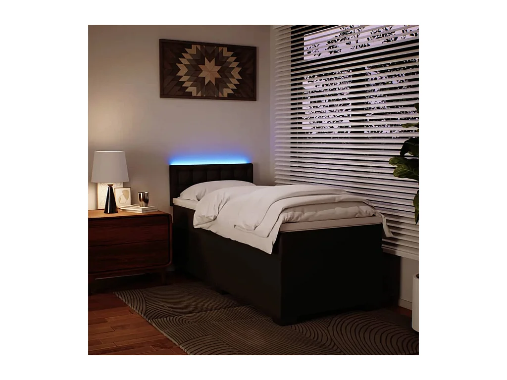 Sommier à lattes de lit avec matelas Noir 80x200cm Similicuir