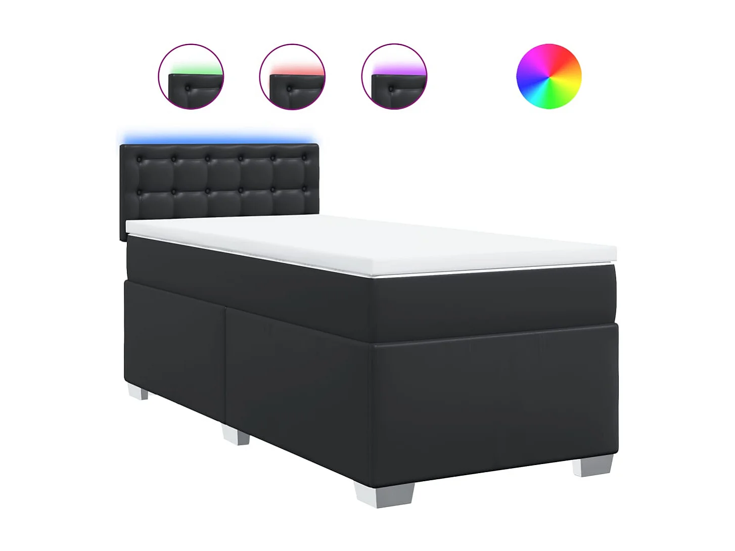 Boxspringbett mit Matratze Schwarz 80x200 cm Kunstleder