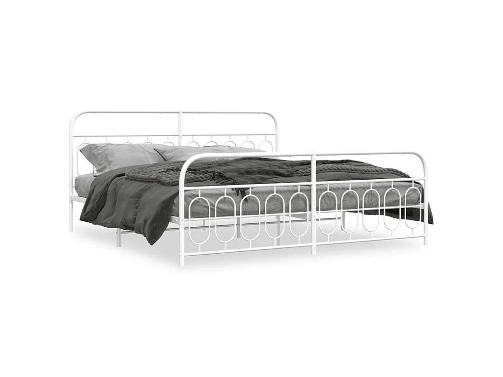 Bedframe met hoofd- en voeteneinde metaal wit 200x200 cm