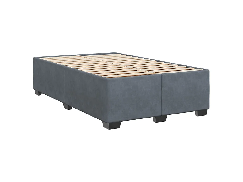 Cama box spring con colchón terciopelo gris oscuro 120x190 cm