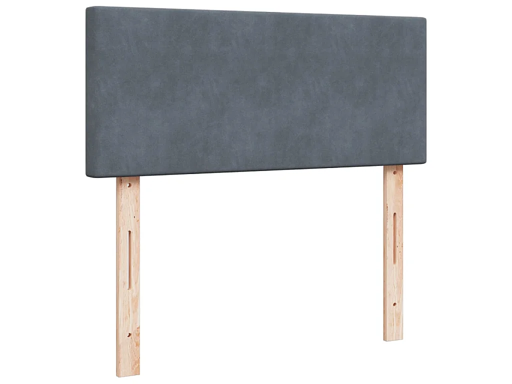 Cama box spring con colchón terciopelo gris oscuro 120x190 cm