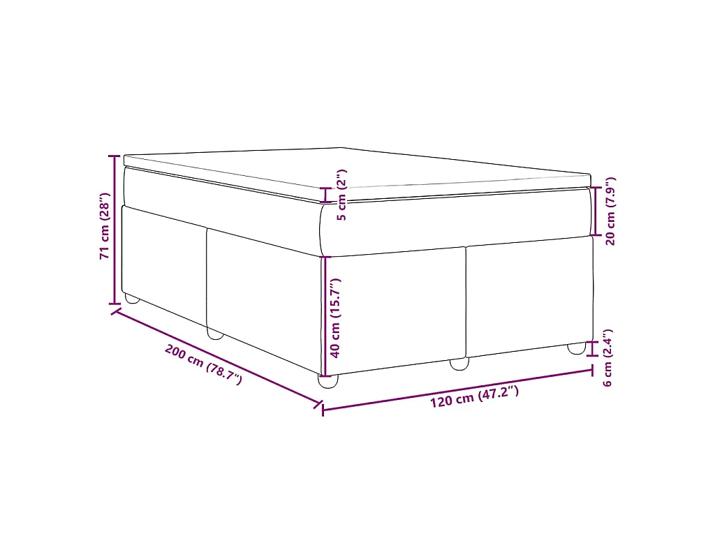 Boxspringbett mit Matratze Schwarz 120x200 cm Stoff