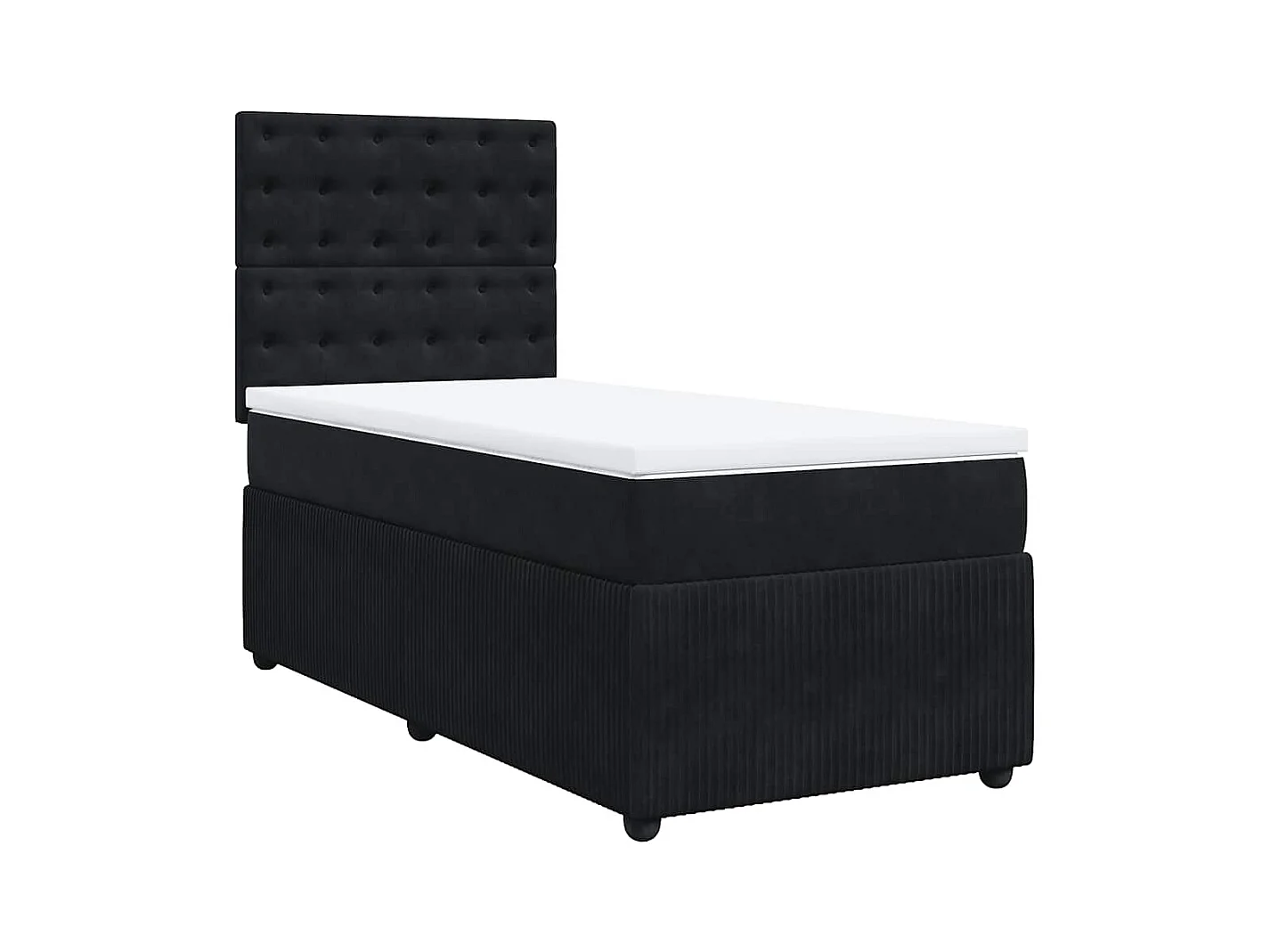 Sommier à lattes de lit avec matelas Noir 100x200 cm Velours