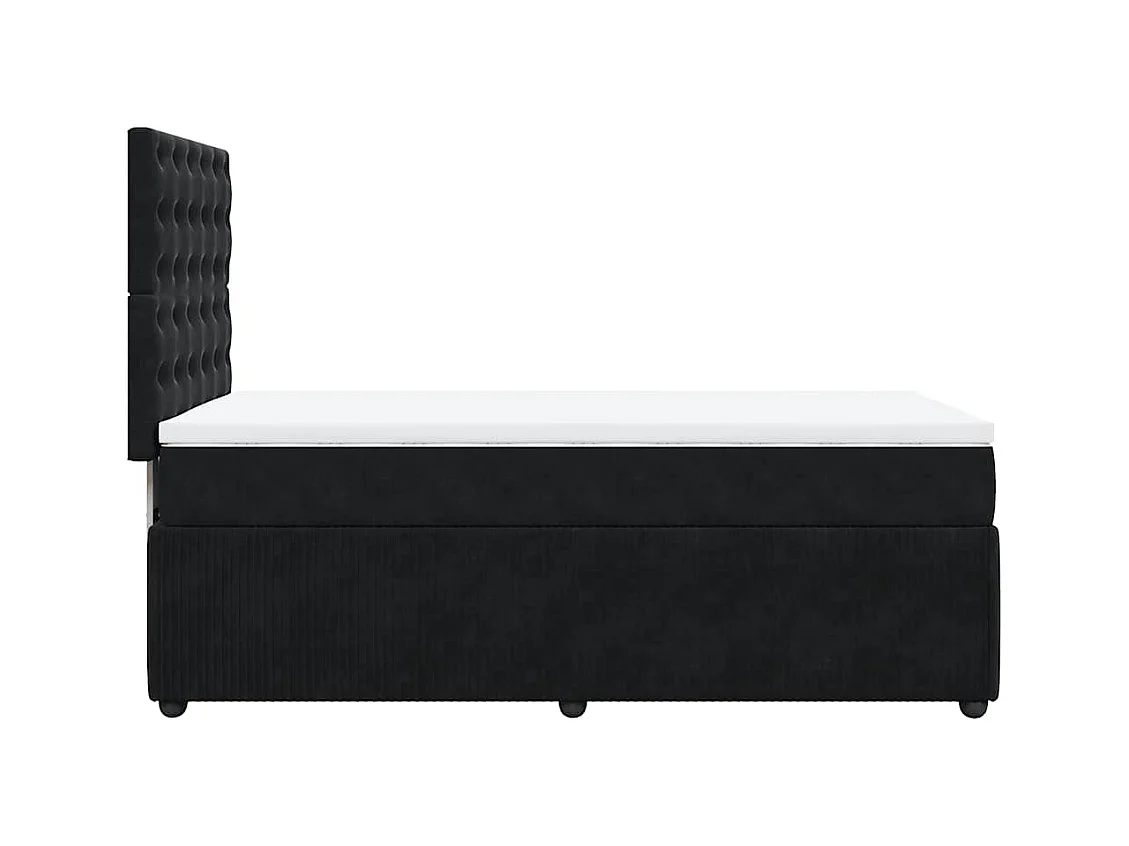 Sommier à lattes de lit avec matelas Noir 100x200 cm Velours
