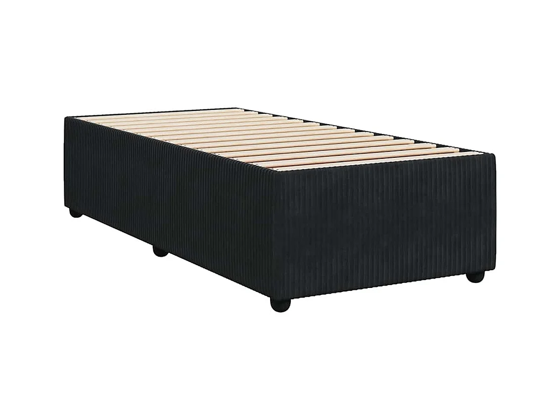 Sommier à lattes de lit avec matelas Noir 100x200 cm Velours