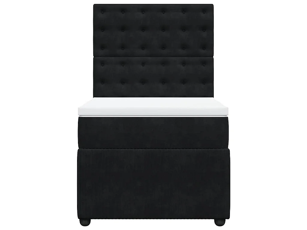Cama box spring con colchón terciopelo negro 100x200 cm