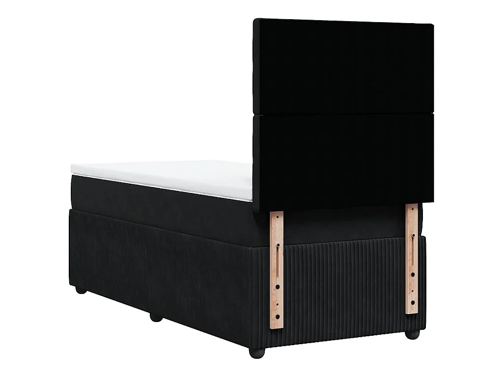Cama box spring con colchón terciopelo negro 100x200 cm