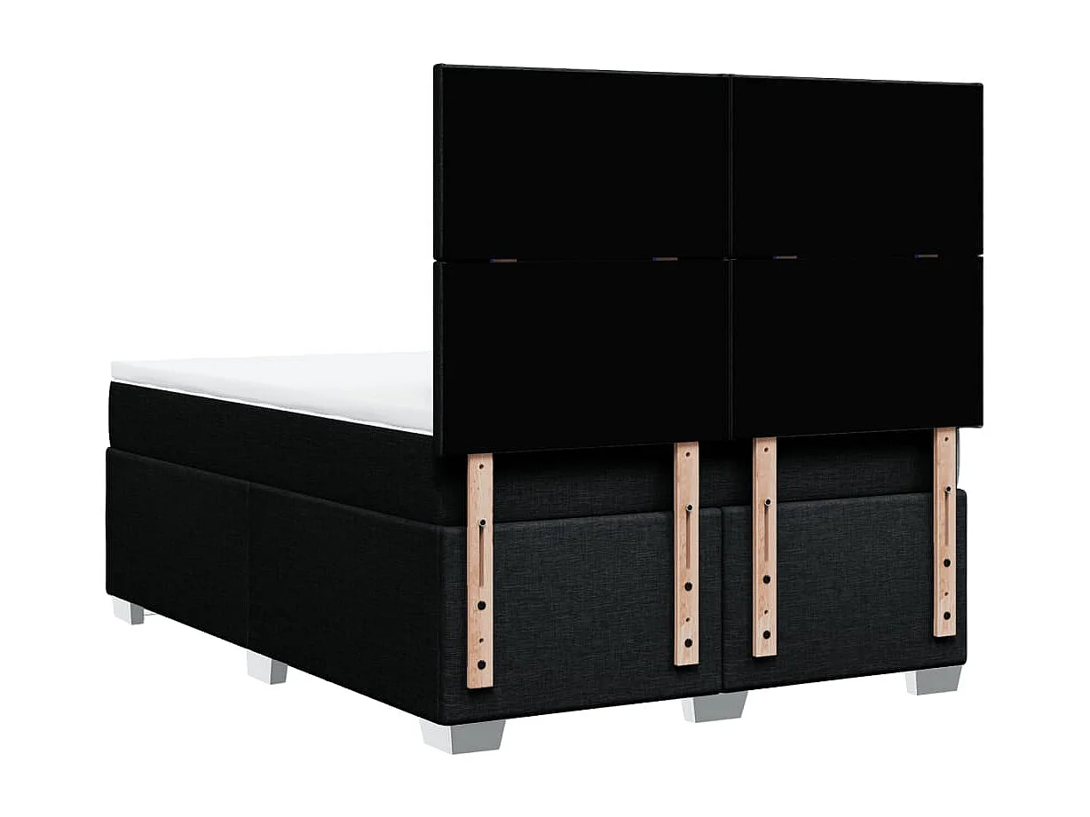 Cama box spring con colchón tela negro 160x200 cm