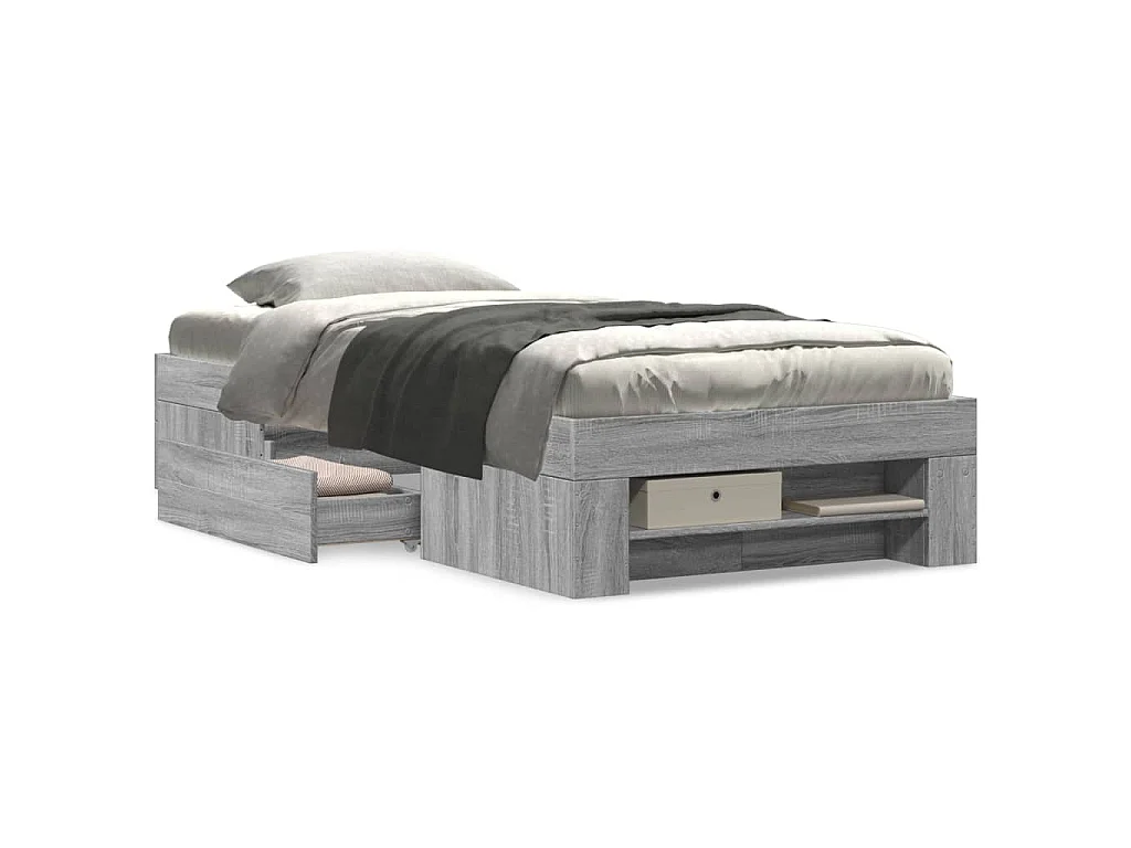 Cadre de lit sans matelas sonoma gris 90x200 cm