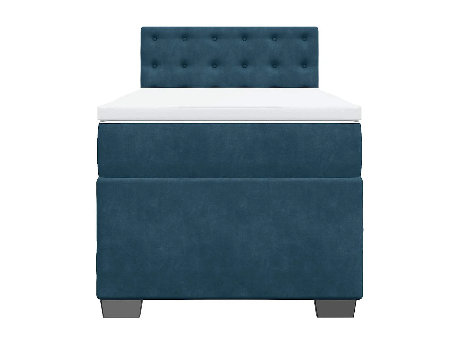 Cama box spring con colchón terciopelo azul oscuro 80x200 cm