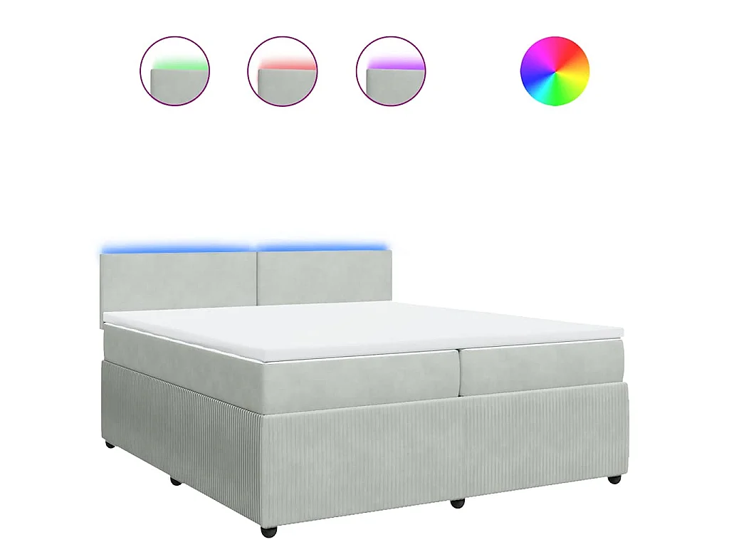 Boxspring met matras fluweel lichtgrijs 200x200 cm