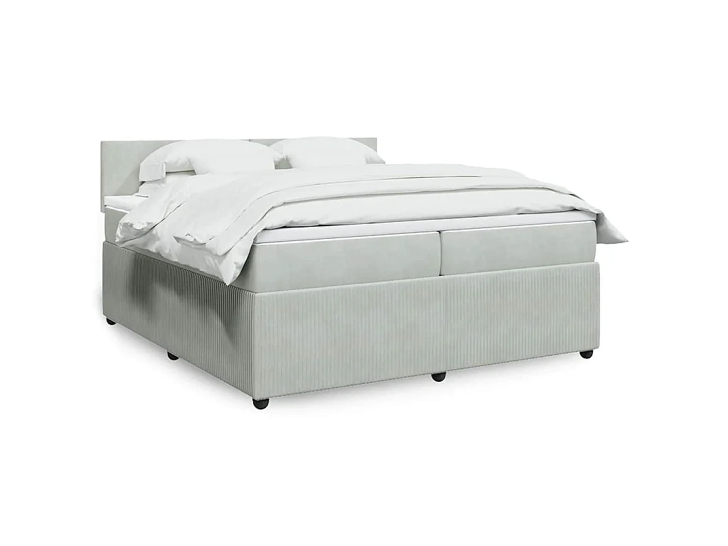 Boxspring met matras fluweel lichtgrijs 200x200 cm