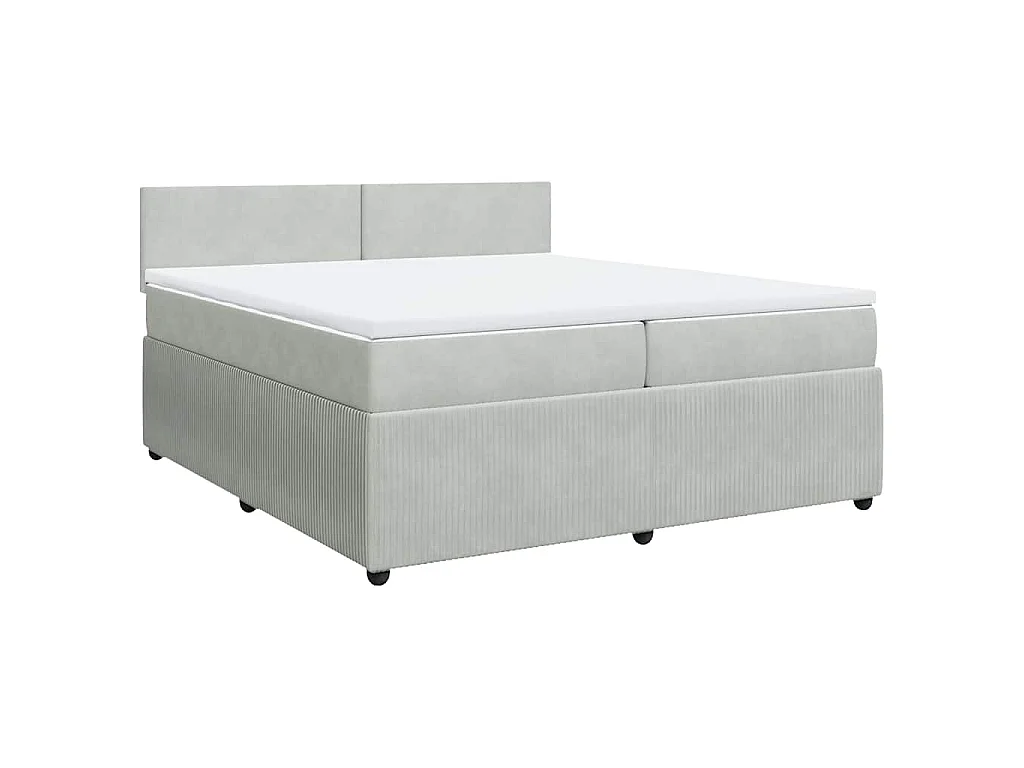 Boxspring met matras fluweel lichtgrijs 200x200 cm