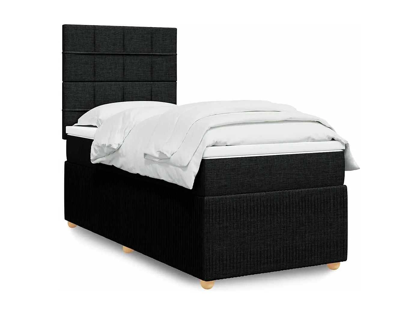 Boxspring met matras stof zwart 90x190 cm