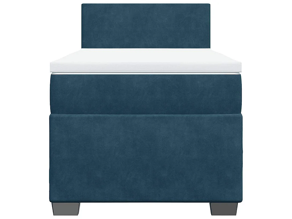Cama box spring con colchón terciopelo azul 100x200 cm