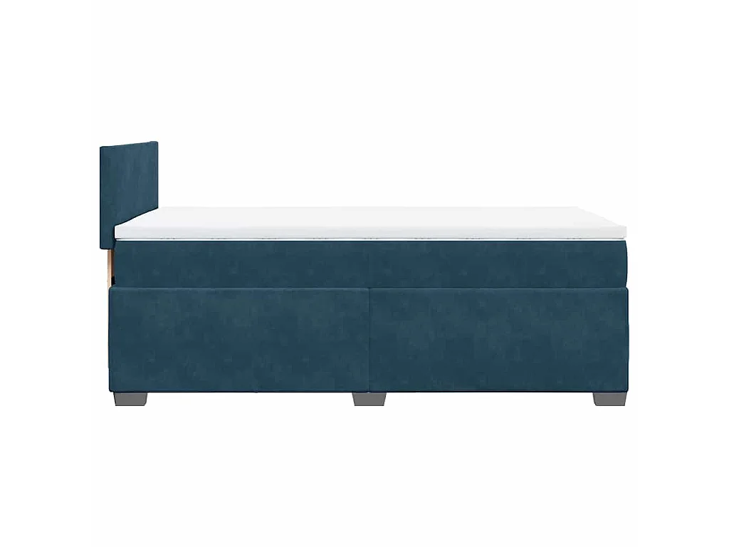 Cama box spring con colchón terciopelo azul 100x200 cm