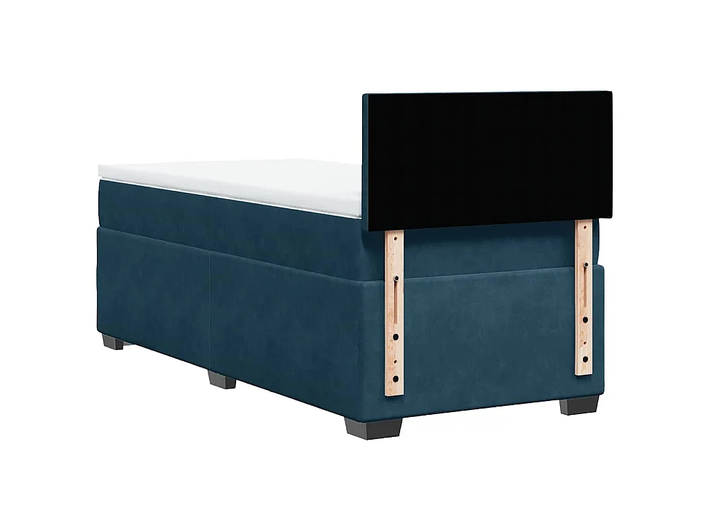 Cama box spring con colchón terciopelo azul 100x200 cm
