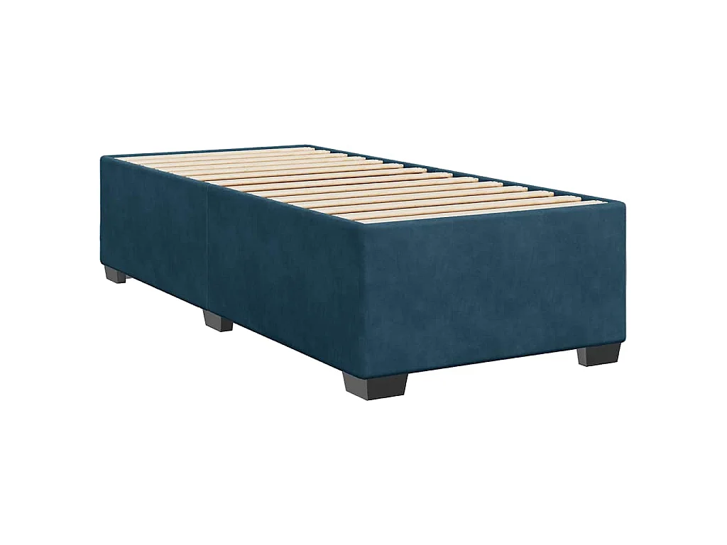 Cama box spring con colchón terciopelo azul 100x200 cm